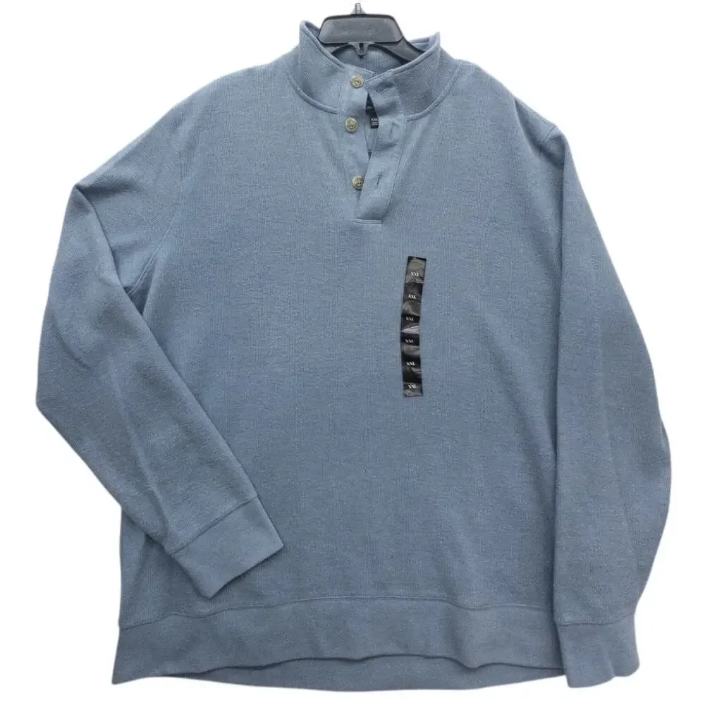 Banana Republic Men's 2XL 1/4 Zip Mock Neck Pullover Sweater Dusty Blue NWT